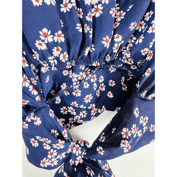 Windsor So Fab Ditzy Floral Crop Top Puff Sleeves Tie Back L GUC - Picture 12 of 13